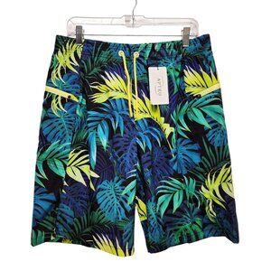 Aptro Mens Tropical Leaf Print Swim Trunks Shorts Size L